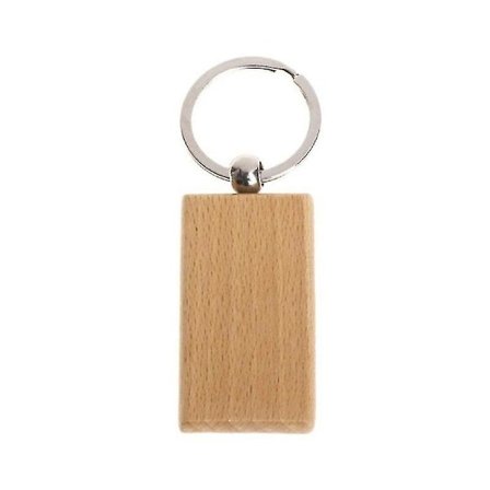 50 Blanke Tre Nøkkelringer Rektangulær Gravering DIY