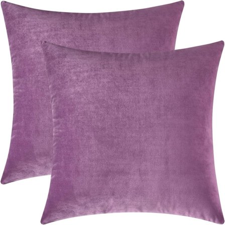 2 kpl - Pehmeät yksiväriset samettityynyliinat - Koristeelliset neliötyynyliinat 45 x 45 cm (vaalean violetti)