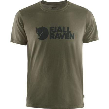 Fjällräven Men's Logo T-Shirt in Dark Olive, Bio-Baumwolle | Size: Small