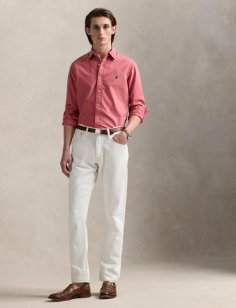 Polo Ralph Lauren Slim Fit Garment-Dyed Oxford Shirt - Red - S