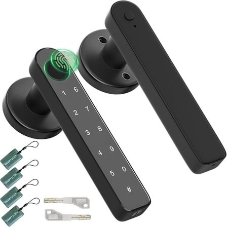 2025 Siste Modell Fingeravtrykk Dørvrider Biometrisk Dørlås med Kode Nøkkelfri Inngang Dørhåndtak for Soverom Hjem Hotell Kontor Leilighet Blå