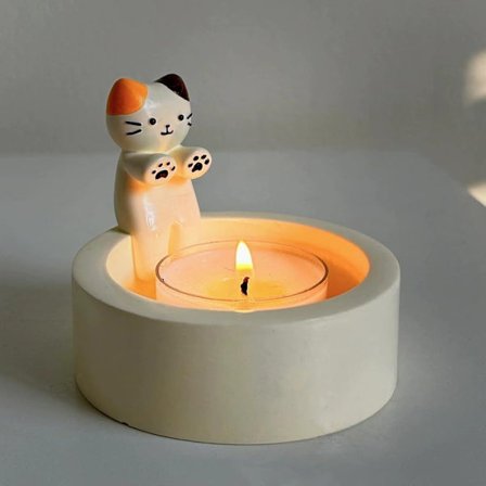 Sød Kat Lysestage | Killing Tealight Holdere | Varmende Pote Kat Tealight Holder Ornament | Sød Lysestage Boligindretning Kat Gaver-WELLNGS