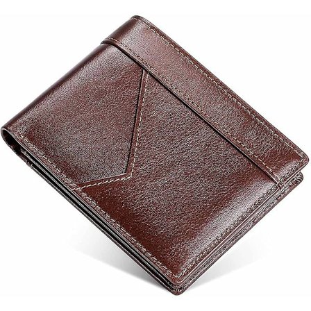 Slanke Rfid-lommebøker for menn - Ekte skinn Front Pocket Bifold Wallet Reiseveske Kaffe