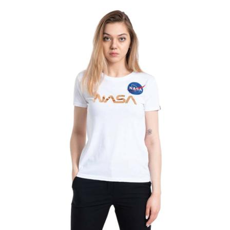 Alpha Industries, Koszulka damska Nasa PM 198053 438 XS Biały, Kobieta, Rozmiar: S