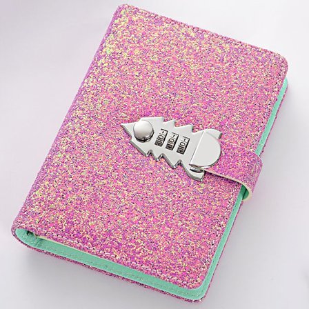 PU-skinn dagbok med kombinasjonslås, A6-størrelse lilla