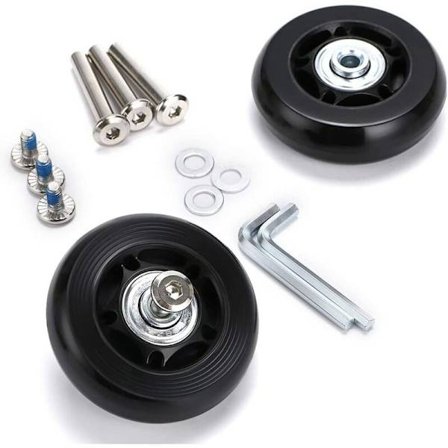 2 stk. Kuffert Hjul Udskiftning Hjul Leje Reparation til Bagage Kuffert 60×18mm, Sort