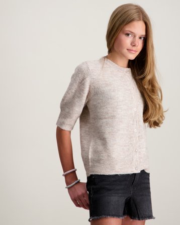 LMTD NLFLODET SS SHORT KNIT CARDIGAN Beige Pulls Fille - Kids Brand Store
