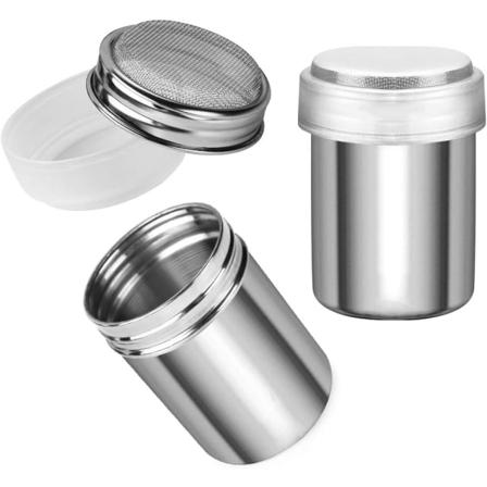 2 st pulversocker-shaker-duster, rostfritt stål pulversocker-sha