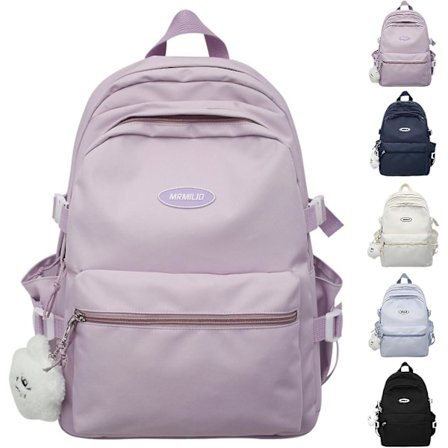 Kawaii-reppu söpöillä lisävarusteilla, rento esteettinen reppu, yksinkertainen kannettavan tietokoneen laukku, vedenpitävä matkareppu naisille, 