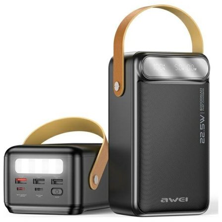 Awei Powerbank 60000mAh 22.5W - Svart