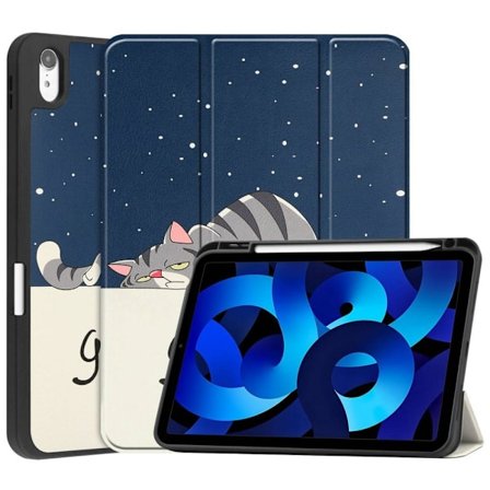 Apple iPad 10.9 2022 Slim fit tri-fold fodral Pennhållare - Katt