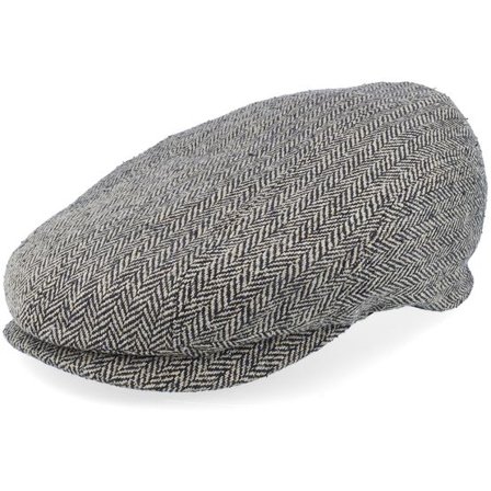 Stetson - Beige flatcap Keps - Ivy Cap Silk Black/Brown Herringbone Flat Cap @ Hatstore