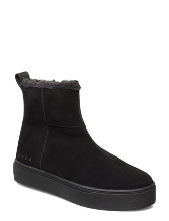 Suede / Pile Boots Shoes Boots Ankle Boots Ankle Boot - Flat Svart Svea