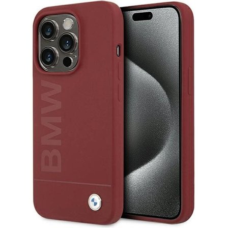 BMW MagSafe-etui i silikon med stor logo for iPhone 15 Pro - rød