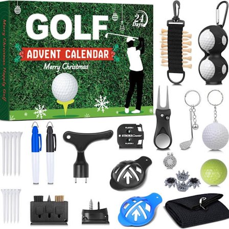 Adventskalender Golf 2025 Julkalender 24 dagar Golfgåvor med golfbollar, peggar och markörer Julklappar