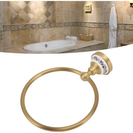 Vægmonteret håndklædeholder, antik bronze finish, blå og hvid porcelæn badeværelse håndklæde bar