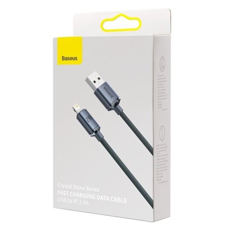 Baseus Crystal Shine-kabel USB till Lightning, 2,4 A, 2 m (svart)