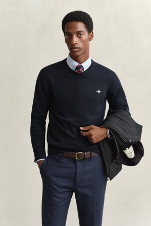 GANT Herren Rundhalspullover aus Baumwolle (5XL) Marineblau