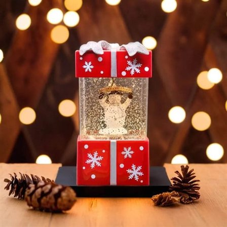 Snøkule med LED-lys og Snømann – Juledekorasjon med Snøfallseffekt