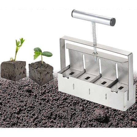 Quad Manuell Jordblokker 2 Tommers Jordblokkerverktøy med Sklisikkert Komfortgrep for Planting, Omplanting og Drivhus