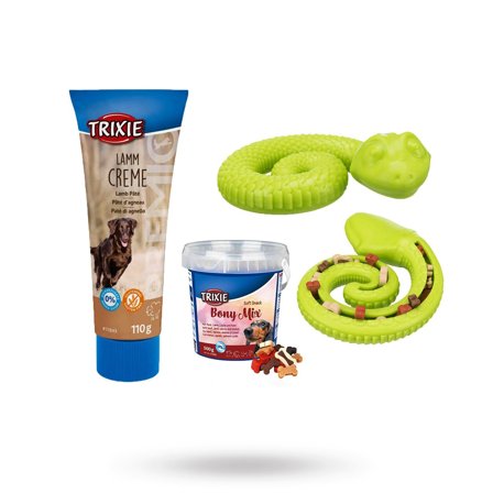 Trixie - Snacksorm, godbitmix & lammpostei Kit - Matskåler, Hundegobiter & Tyggeben til hund & katt på Doggie.no