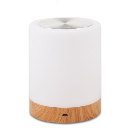 Sengelampe, LED-sengelampe, berøringsdæmpning med 6 farver, træ