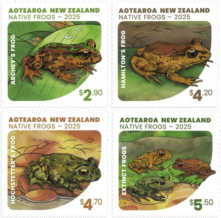 New Zealand - Hjemmehørende frøer - Postfrisk sæt 4v