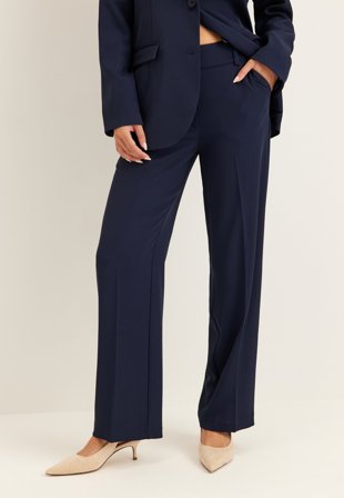 BUBBLEROOM - Straight Leg Trousers - Navy