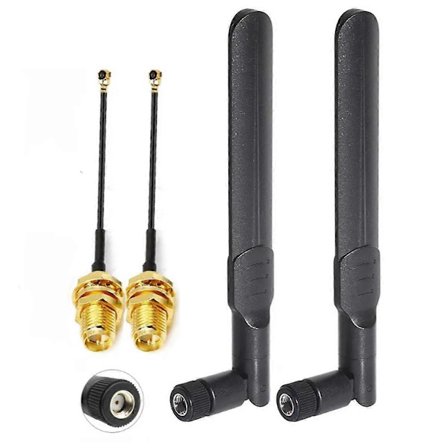 Kaksikanavainen WiFi-antenni 8dBi 2,4 GHz 5,8 GHz SMA-urosantennit 15 cm RP-SMA - MHF4 -kaapeleilla, yhteensopiva M.2 NGFF WLAN -kortin kanssa - 