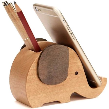 Elefant gave, træ telefonholder gave til kvinder og mænd, unik penneholder blyantholder gave til fødselsdag far mors dag