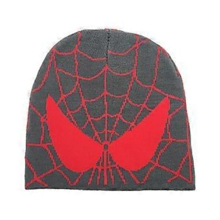 Hatt for menn og kvinner - Spider-Man strikket lue, vintervarm, skallelue, cosplay-kostyme (grå)