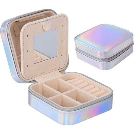 Bærbar Mini Smykkeskrin (Lyse Farger) - Dobbelt Lag Lær