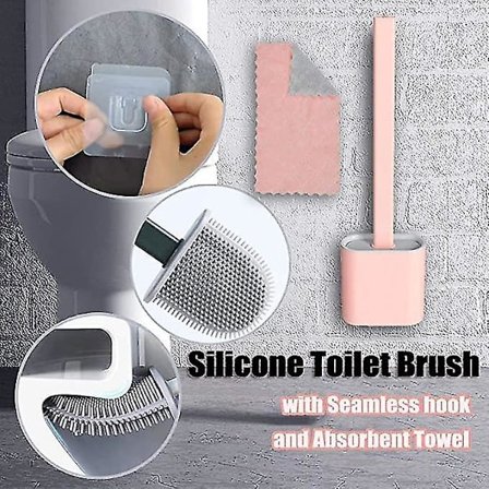Toiletbørste Dyb Rengøring Silikon Børsteholder Sæt
