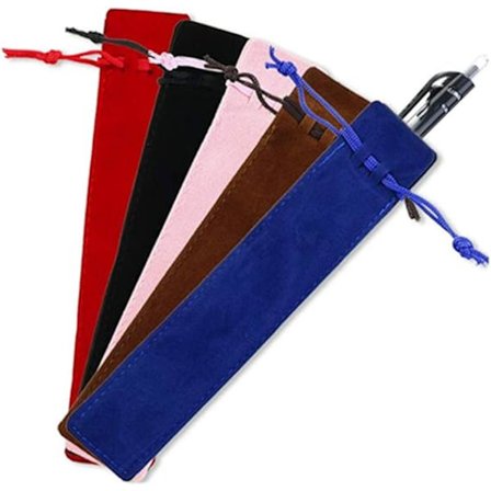 Pencil Taske, 5 Stykker Pen Etui Velvet Snøre Pen Taske Velvet Etui Pencil Taske til Pen og Blyant