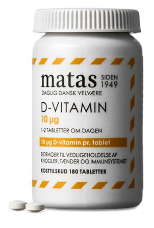 Matas Striber D-vitamin 10 μg 180 tabl., Helse & Madvarer, Vitaminer, D-vitamin