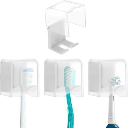 Vegghengt tannbørsteholder med lokk for bad - Selvklebende hengende tannbørsteholder veggmontert mini tannbørsteholder for reise Cam