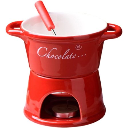 Chokladfondue Mugg Kaffekopp Chokladsmältningsmugg med Gaffel Fonduegryta Värmare Mugg Godis Hot Pot