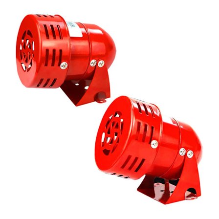 220V kraftig utendørs alarmsirene, 120dB alarmsirene, rød motordrevet metallsirenehorn industri båtalarm