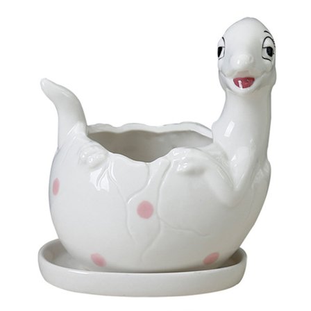 Söt dinosaurie keramik suckulent planteringskruka Plantering av blomkrukor med dräneringsbricka Bonsaivas i krukväxt Hemträdgårdsinredning