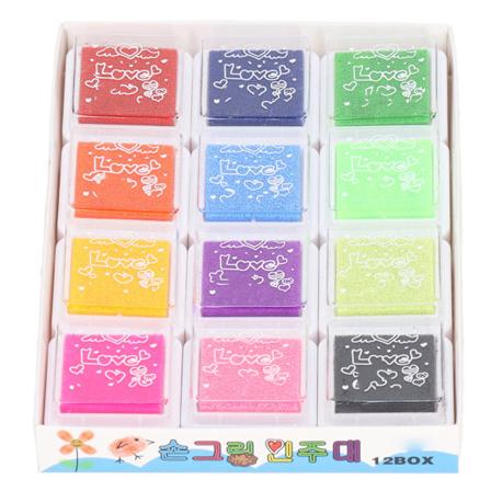 Blekkpute 12 farger miljøvennlig sikker ufarlig enkel rengjøring DIY fingeravtrykksstempel blekkpute for barn