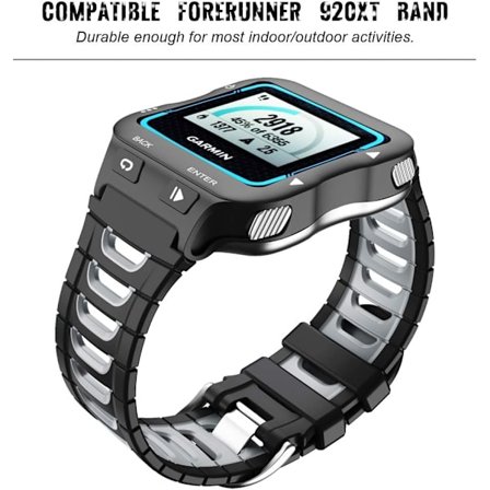 Kompatibel med Garmin Forerunner 920XT-remme - Blød sportsrem til Forerunner 920XT smartwatch, sort/blå