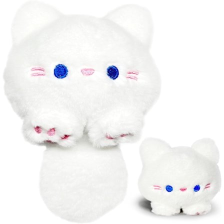 Hvide Kat Udstoppede Dyr, Kawaii Kat Plushies til Piger og Drenge, Bløde Katte Mini Plushie Legetøjs Nøgleringe, Sjove Knusbare Plushie Legetøj til 