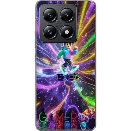 Kompatibelt Mobilskal till Xiaomi Xiaomi 14T Pro AC DC-logotyp delad i röd eld och blå rök, dramatisk rockestetik med kraftfull kontrast mot svart