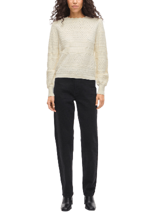 Vila VIMILOS L/S O-NECK POINTELLE TOP Stickat Dam Vit XL