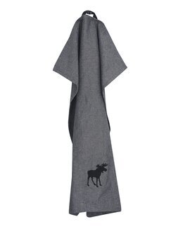 Viskestykke Helge med broderet motiv 1-pak genanvendt Mørke grå