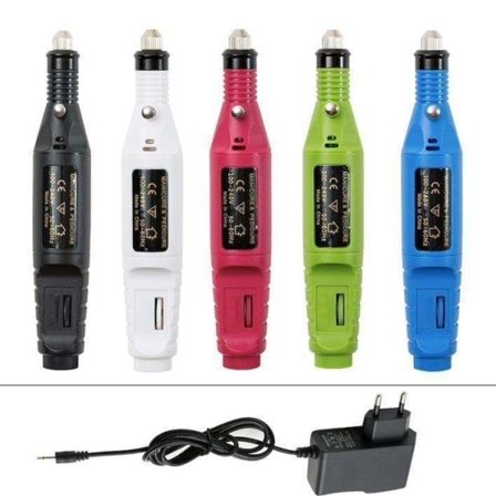 Elektrisk nagelfil, elektrisk nagelfil, 6 bits ingår Vit