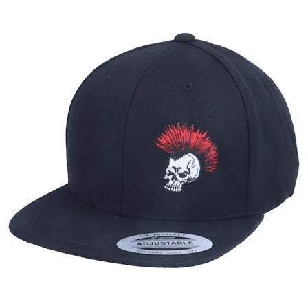 Iconic - Svart snapback Caps - Kids Skull Punk Mohawk Black Snapback @ Hatstore