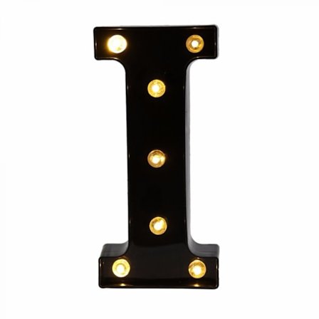 Qinwei Led-bogstavlys Nyt design Lys op sorte bogstaver til begivenheder Bryllupsfest Fødselsdag Hjem Bar DIY-dekoration (Bogstav I)