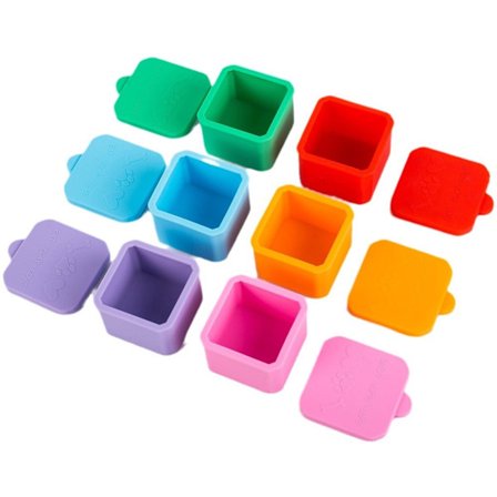 6-pakning Pick & Dip-krukker | Silikonbeholdere for sauser, dipper og krydder | Lekkasjesikre med lokk | Ideell for matbokser (100 ml)