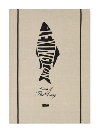 Fish Cotton/Linen Kitchen Towel Home Textiles Kitchen Textiles Kitchen Towels Beige Lexington Home